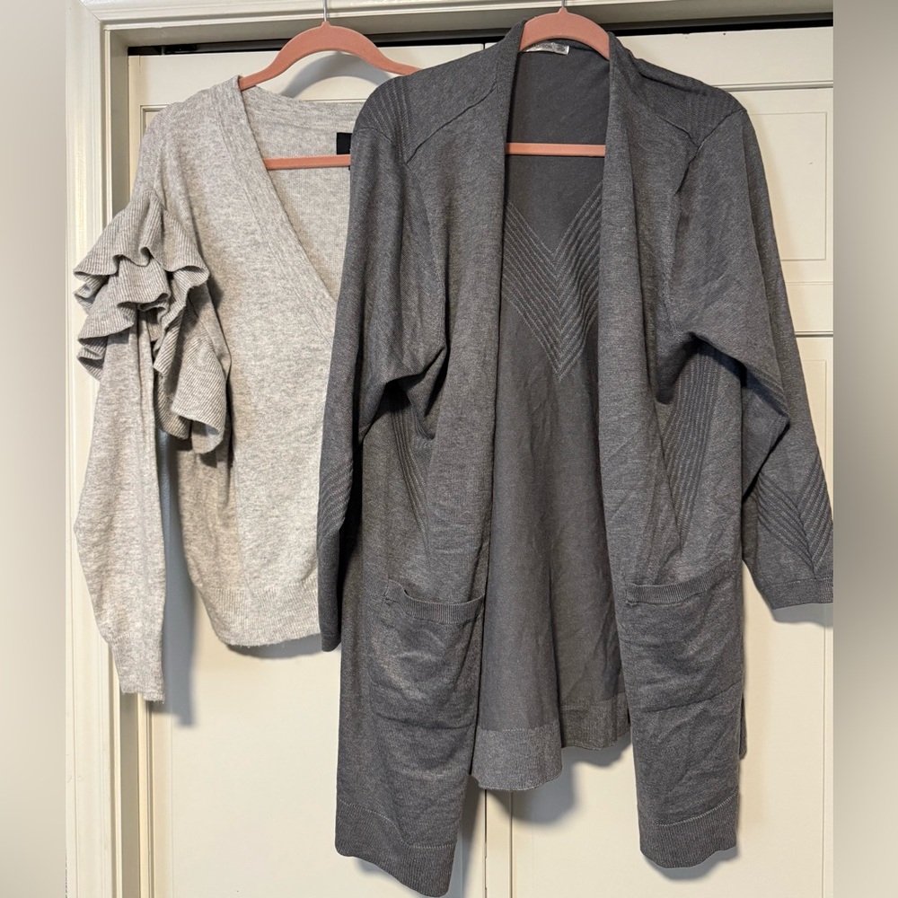BUNDLE DEAL - 2 grey cardigans with interesting details